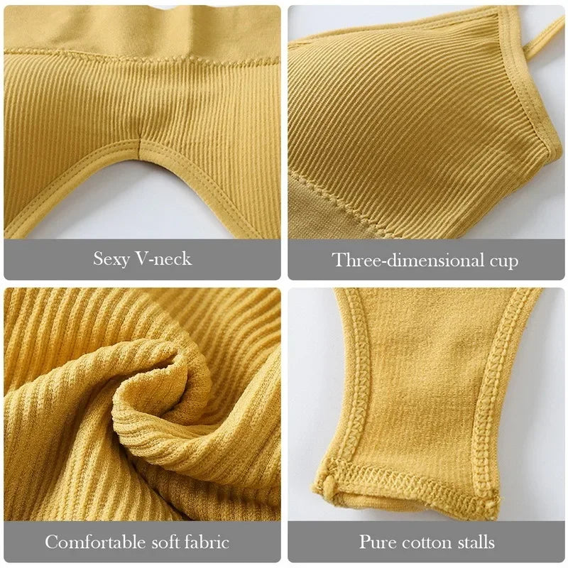 Women’s Seamless Bra & Thong Set – Soft, Wire-Free & Breathable Everyday Comfort