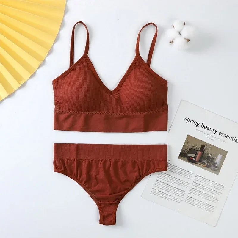 Women’s Seamless Bra & Thong Set – Soft, Wire-Free & Breathable Everyday Comfort