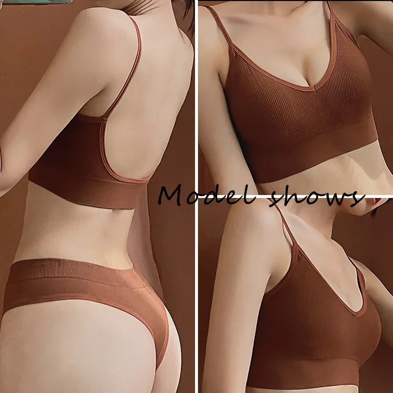 Women’s Seamless Bra & Thong Set – Soft, Wire-Free & Breathable Everyday Comfort