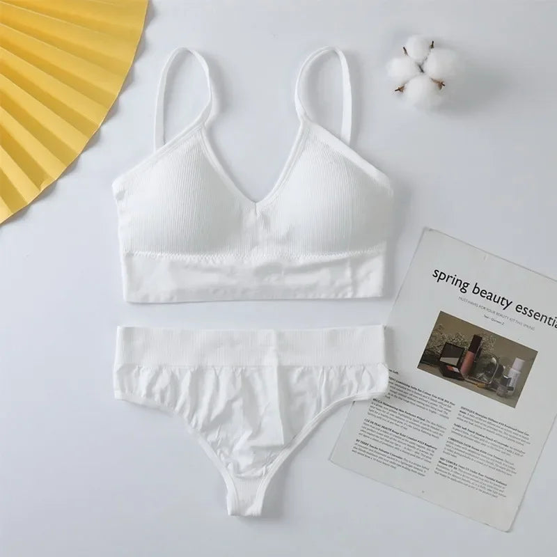 Women’s Seamless Bra & Thong Set – Soft, Wire-Free & Breathable Everyday Comfort