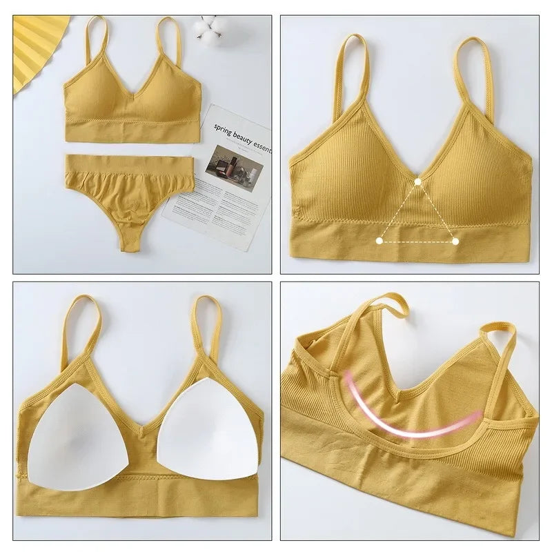Women’s Seamless Bra & Thong Set – Soft, Wire-Free & Breathable Everyday Comfort